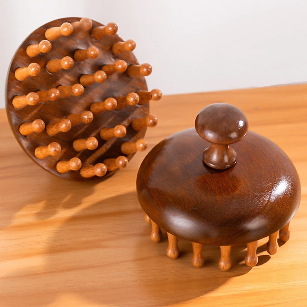 高端金丝檀木圆盘按摩梳头