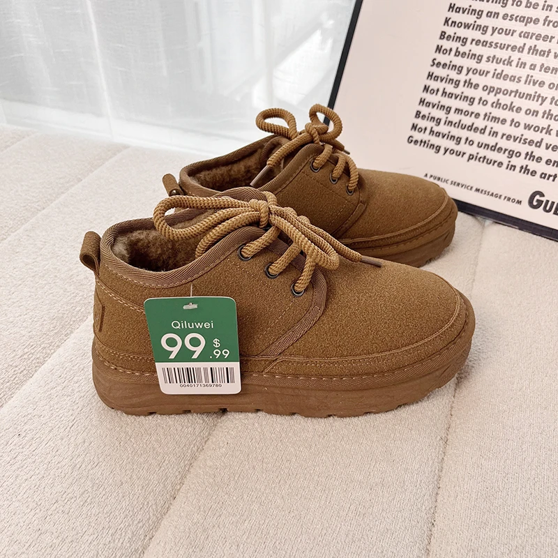 雪地靴冬季加绒加厚一脚蹬大棉鞋保暖面包鞋软底高帮防寒 -A61