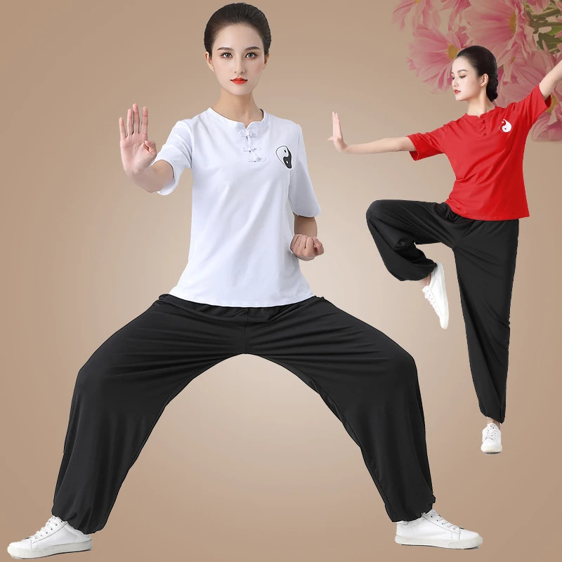 太极服练功服男夏季短袖武术服太极拳练功服女夏天新款太极练功裤
