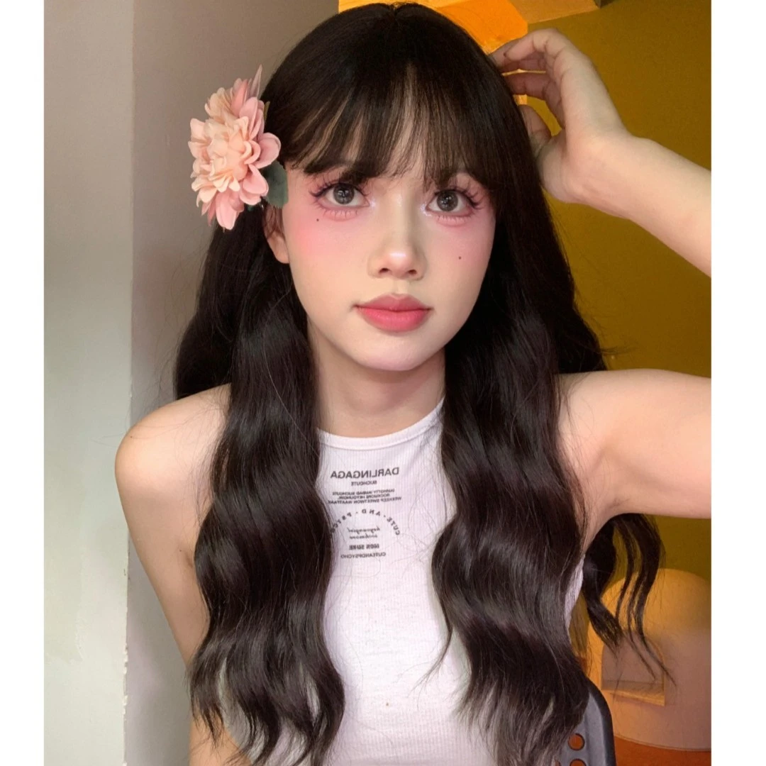 卅爻推荐—黑茶色刘海韩系女高水波纹55cm韩系证件素颜日常