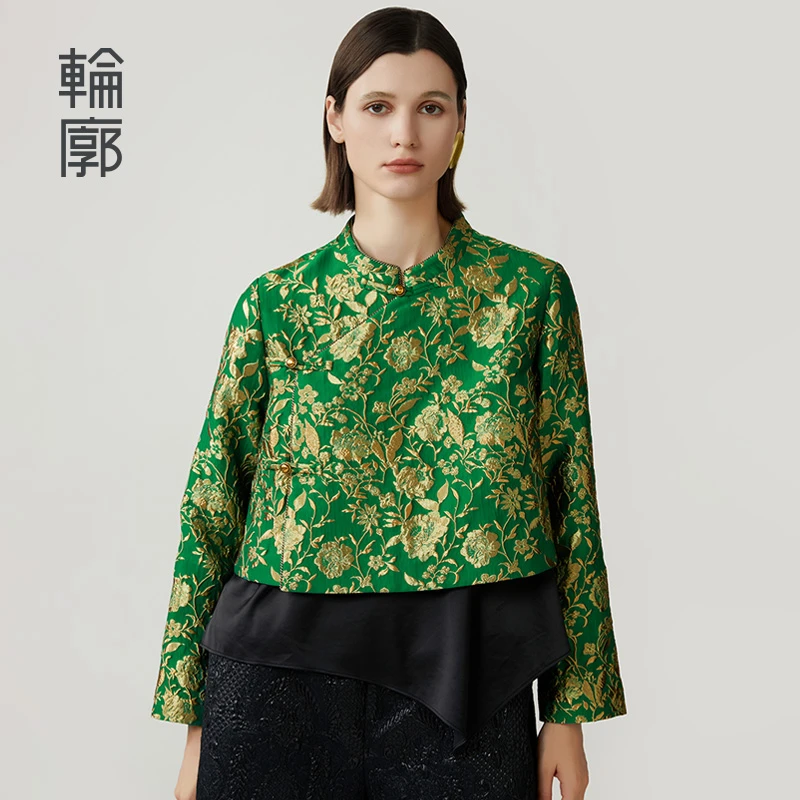 轮廓人间春色L243Y070中式撞色短外套气质百搭正肩显瘦通勤新中式