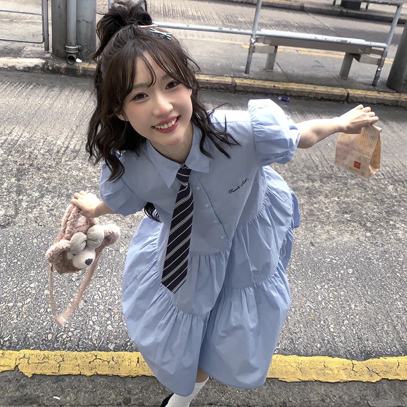 北海道牛乳清新甜美宽松连衣裙女夏气质宽松中长裙子东京岁时记JK