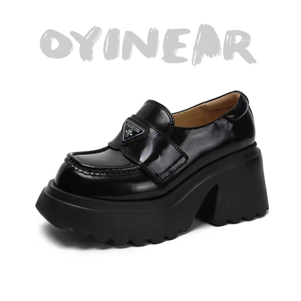 断码  清  圆头乐福鞋夏季百搭粗跟真皮时尚单鞋