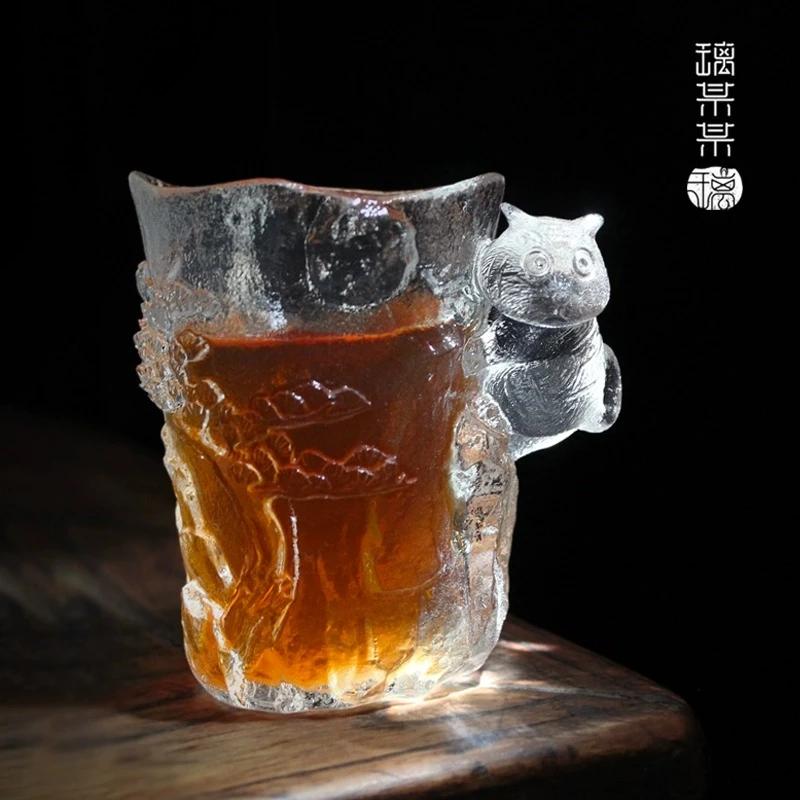 【大师之作】萌虎上山杯纯手工古法工艺水晶杯茶具