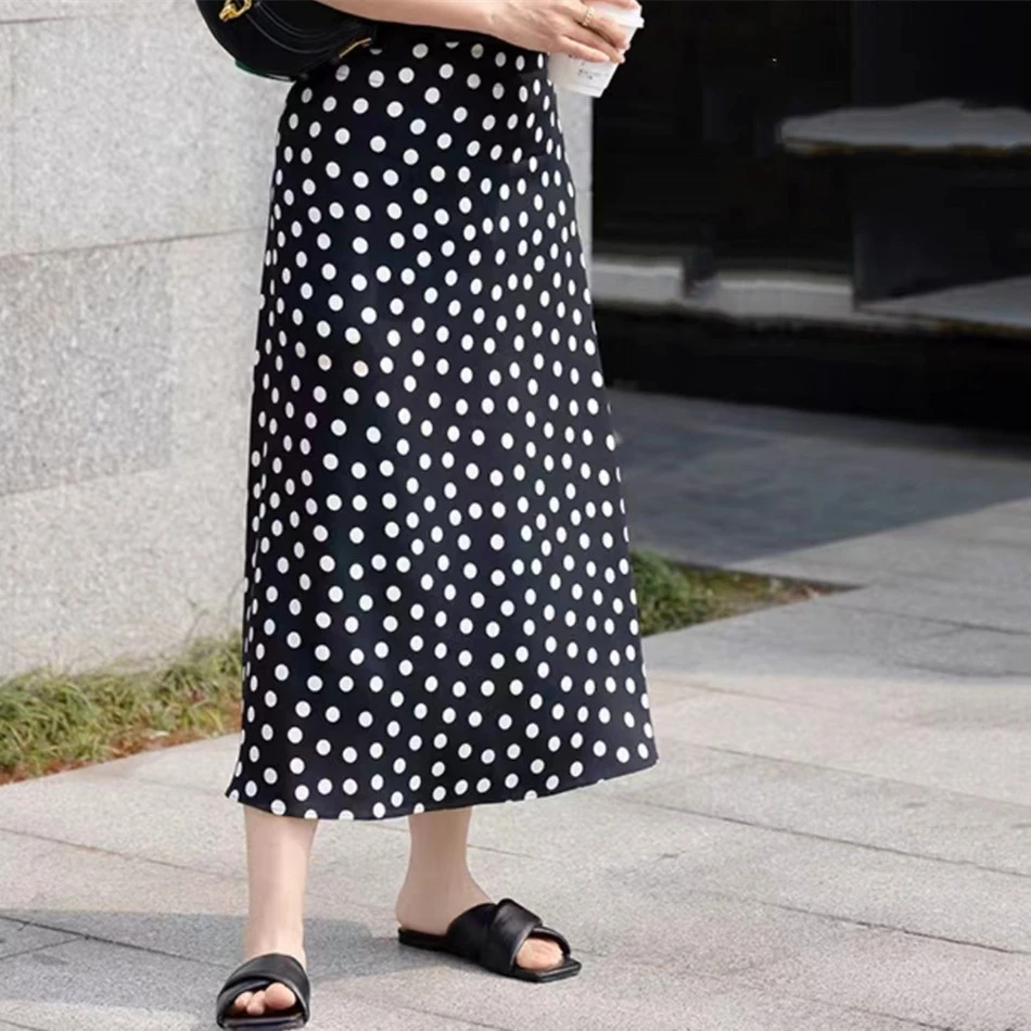 40姆米桑蚕丝波点半裙61701