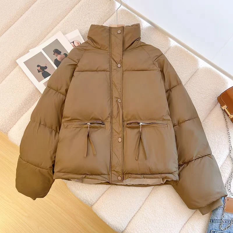 (01-60)冬新款时尚短款面包服女装小个子洋气休闲连帽棉服