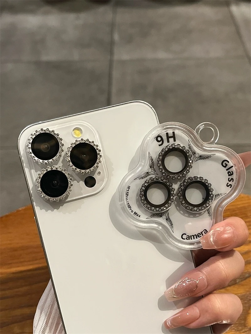 镶钻齿轮钻石镜头膜苹果15promax螺旋纹14奢华后置通用全包全包防