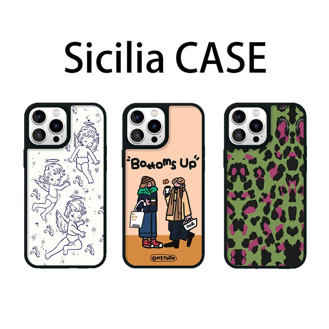 潮牌强力磁吸插画咖啡女孩适用苹果16promax手机壳全包防摔个性可