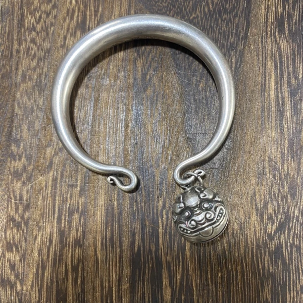 足银银制品 足银老银纯手工如意手镯