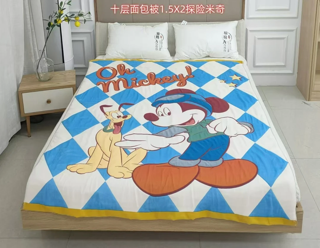【温暖居家】正版迪士尼宝宝纱被120x150cm-探险米奇