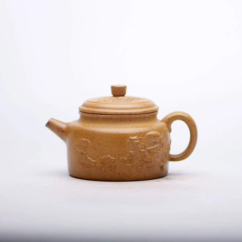 柴烧窑变 德钟壶 堆绘龙  原矿紫砂 1218 5