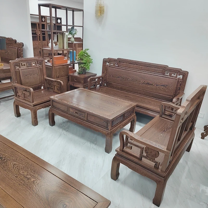 鸡翅木新中式小户型沙发五件套组合红木沙发茶几角几客厅家具