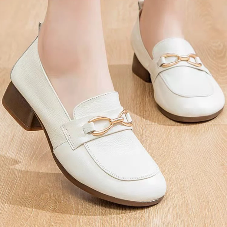 春秋头层牛皮单鞋复古中老年软底休闲鞋百搭防滑妈妈鞋子舒适舒适