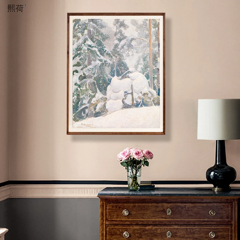 《冬景》风景油画馆藏级高清复刻清新素雅玄关书房挂画装饰画