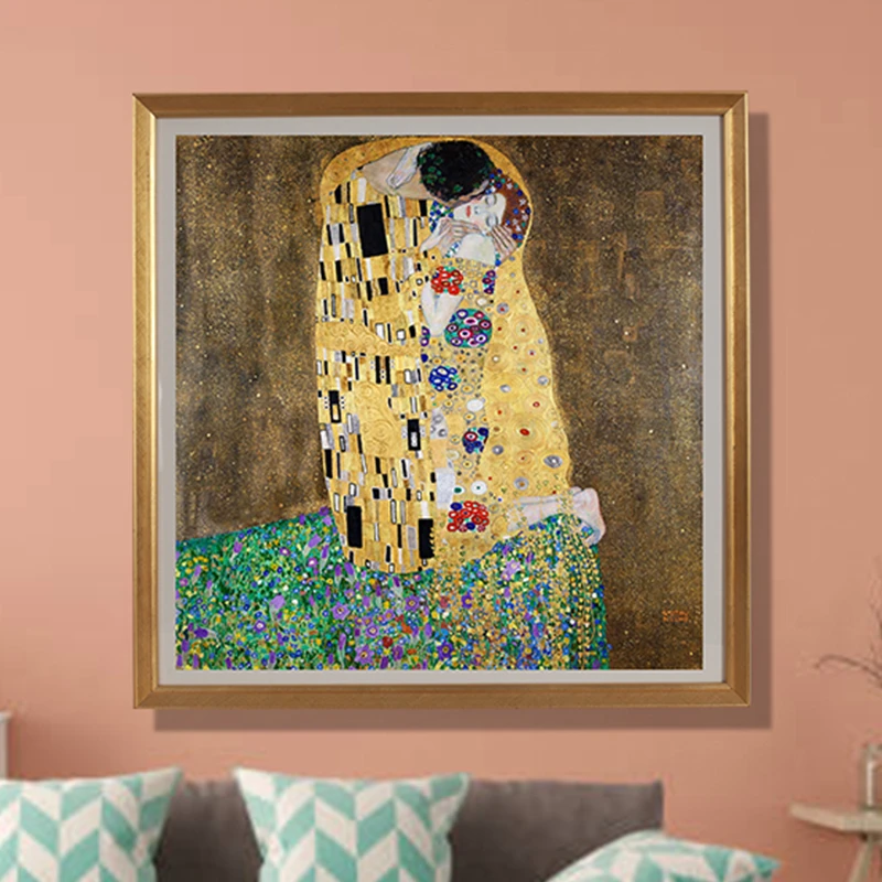 艺术家版画克里姆特名画《吻》原作高清复刻卧室挂画客厅装饰画抽象