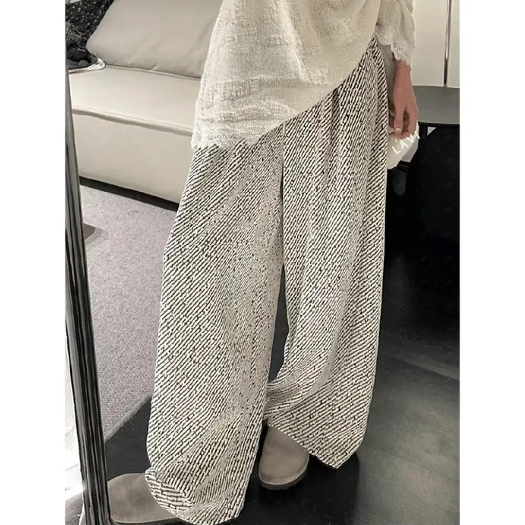 韩国东大门2024秋冬新款加厚慵懒宽松设计感潮流ins拖地直筒裤女