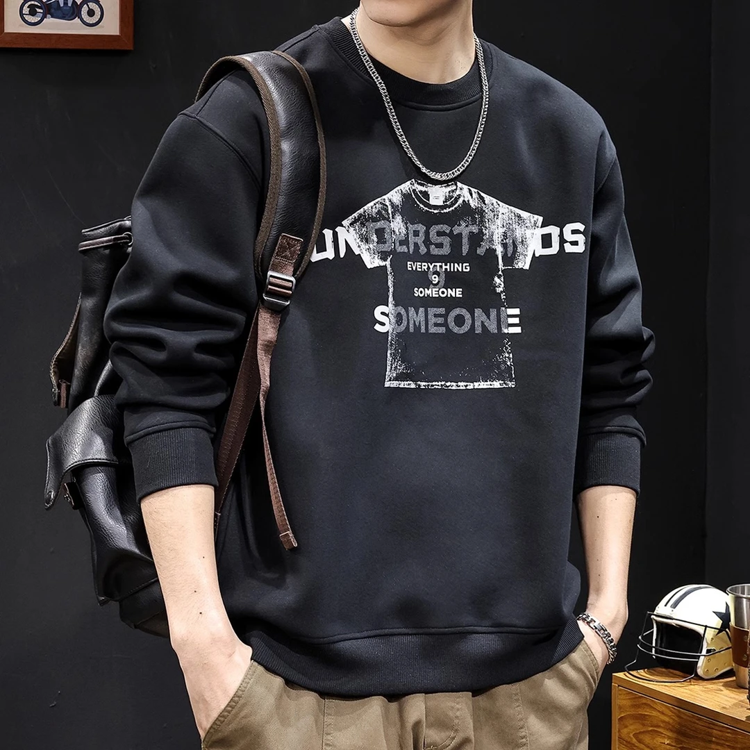 LEIGHZ/雷茨卫衣男士秋冬季新款重磅男装大码圆领百搭长袖衣服男