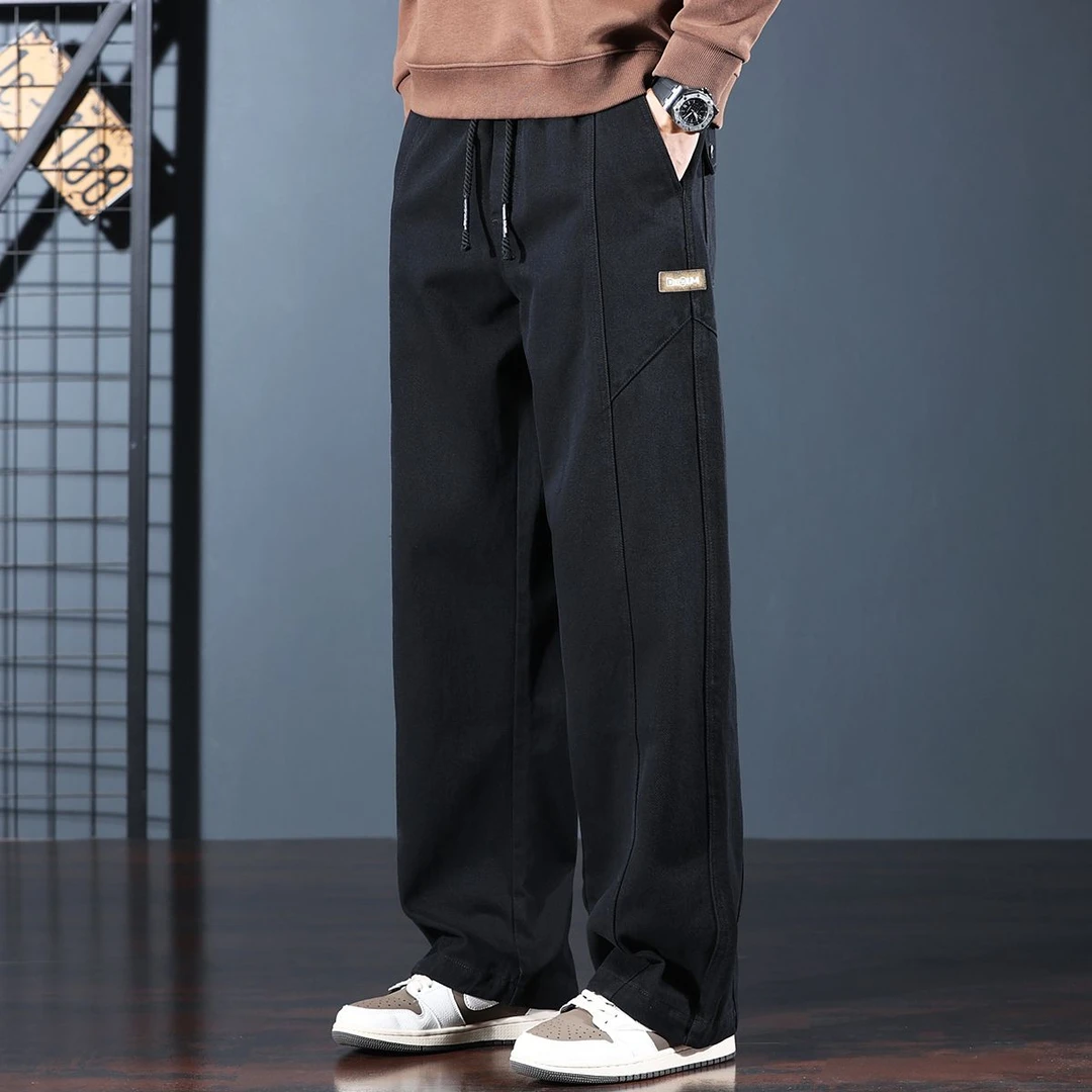 LEIGHZ/雷茨重磅休闲裤男士秋冬季潮牌宽松直筒裤美式复古长裤子