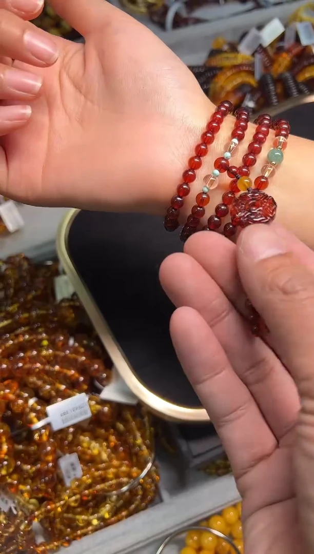 【闪购商品】琥珀手链未镶嵌Z8495   5mm