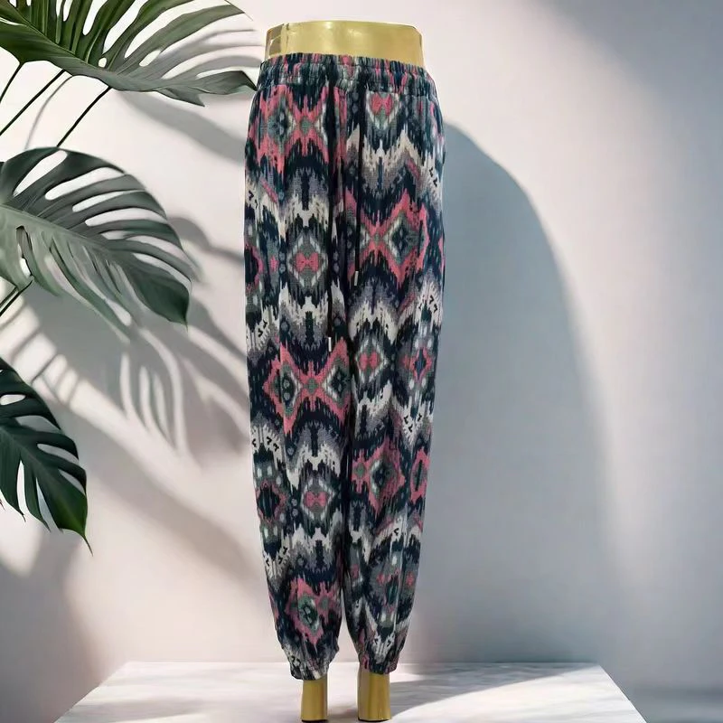 夏季宽松休闲裤大码冰雪丝凉凉裤束脚高腰加大