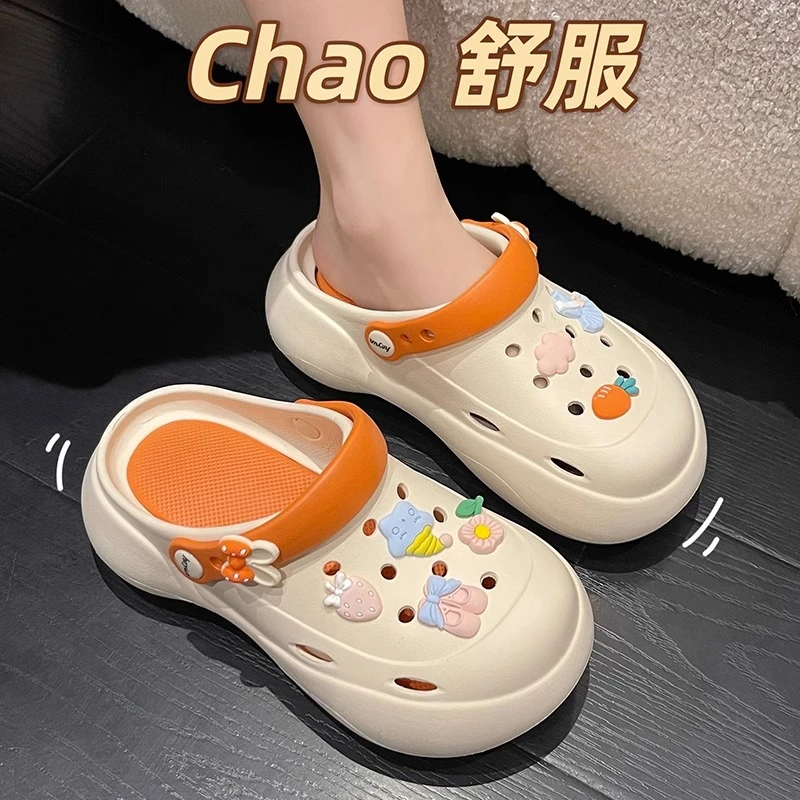 亲子洞洞鞋女童拖鞋夏季新款防滑软底大童凉拖厚底外穿沙滩鞋儿童