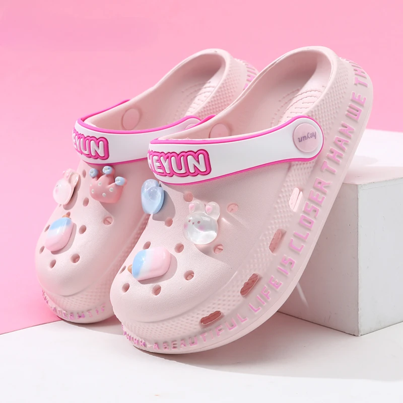 女童凉鞋防滑外穿女宝拖鞋儿童洞洞鞋夏季宝宝凉拖鞋女孩沙滩鞋潮