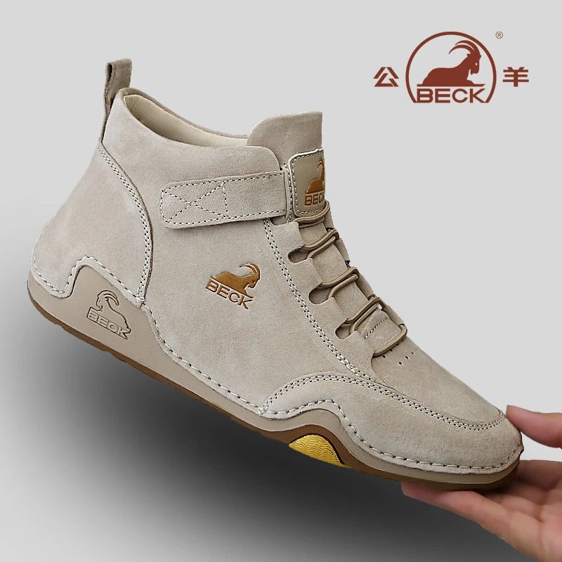 BECK/公羊高帮鞋男款2025新款秋季真皮潮流厚底保暖运动休闲鞋