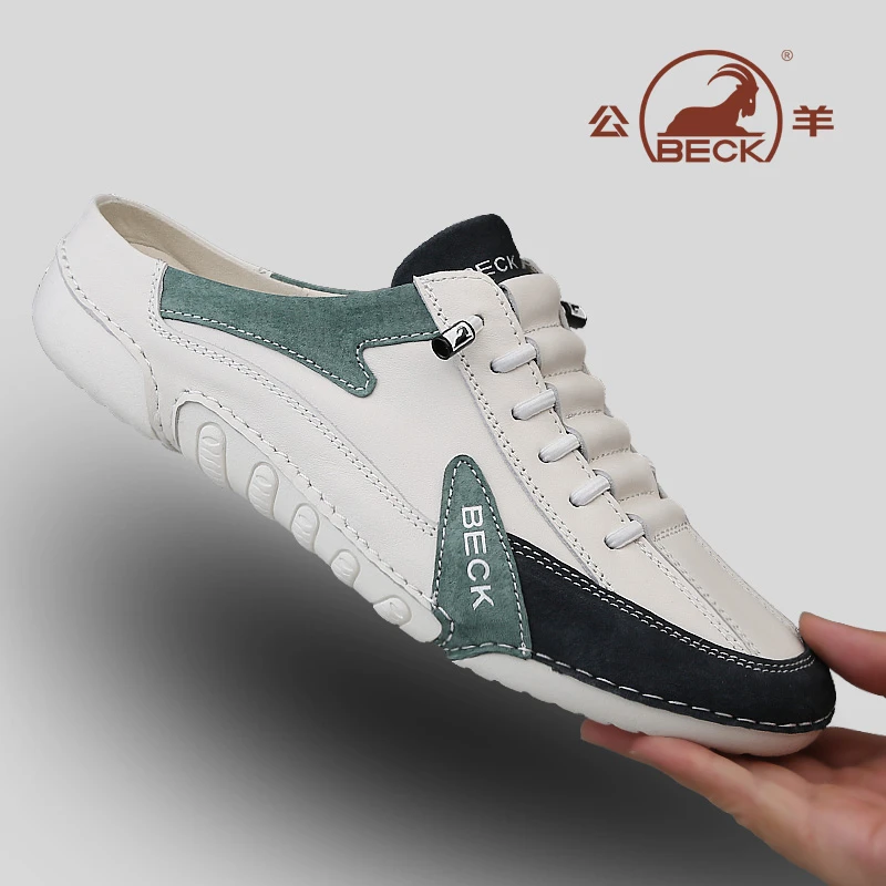 公羊官方正版男鞋夏季透气高端潮鞋一脚蹬英伦爆款飞行员增高品牌