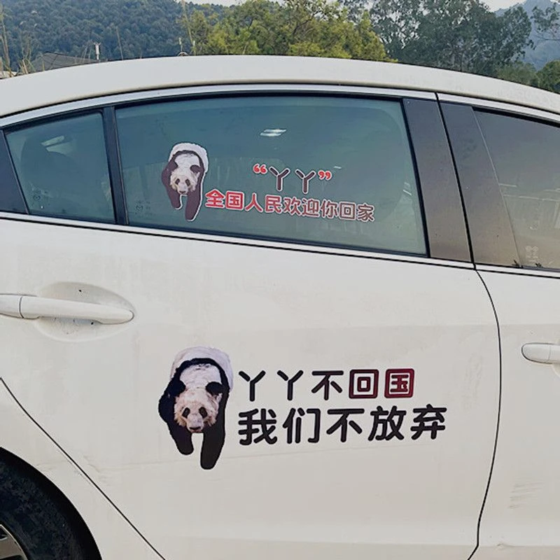 丫丫熊猫车贴丫丫不回国我们不放弃车贴车尾保险杠车身贴后档玻璃