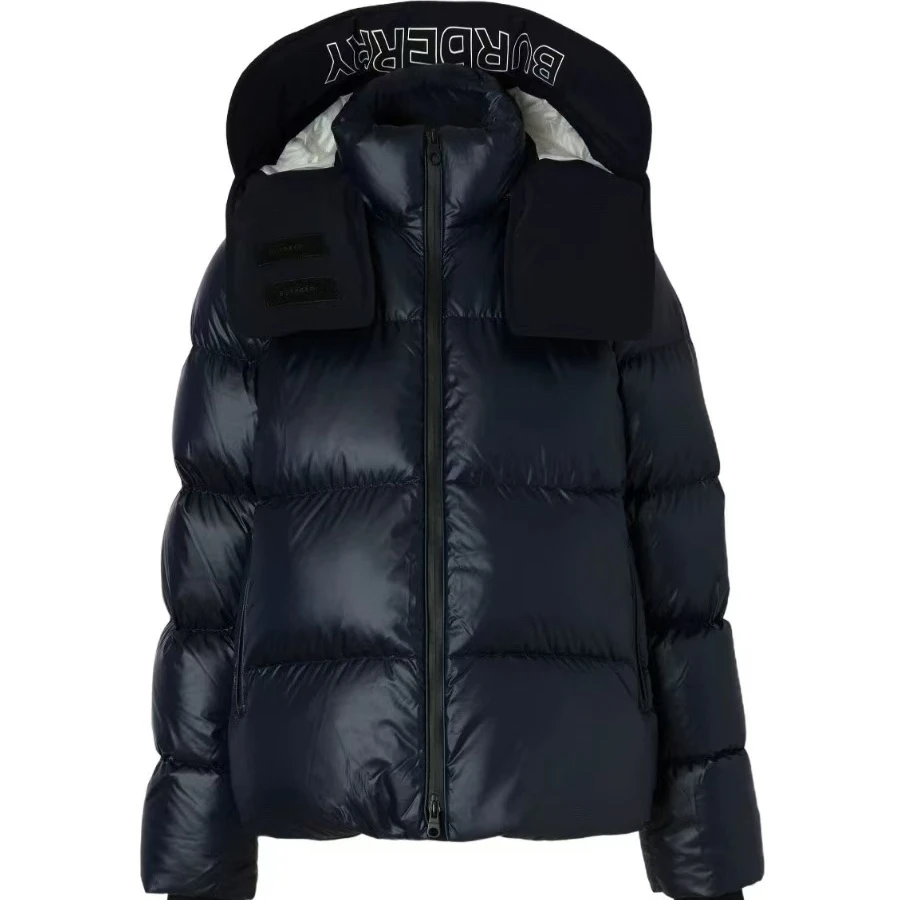 BURBERRY/博柏利纯色连帽拉链宽松保暖羽绒服
