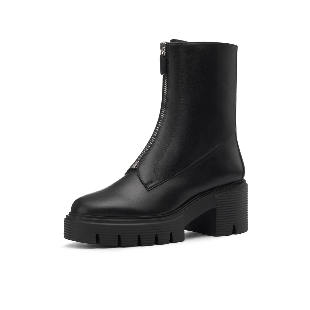 StuartWeitzman【商场同款】SW SOHO ZIP BOOTIE 牛皮短靴