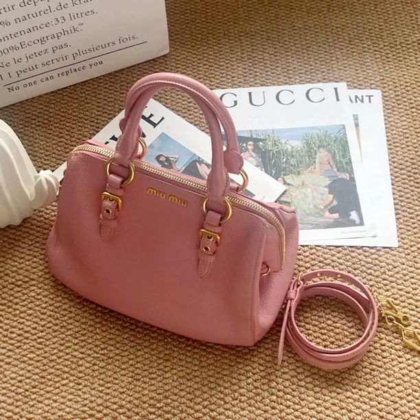 95新 MIU MIU/缪缪 Miumiu粉色手提斜挎包少女心7849885