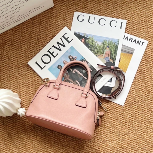 95新 GUCCI/古驰 粉色贝壳包手提斜挎包4284791
