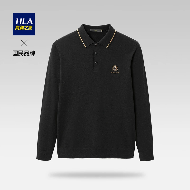 海澜之家POLO秋季长袖秋冬针织毛衣亲肤舒适长袖polo高级感衫男款