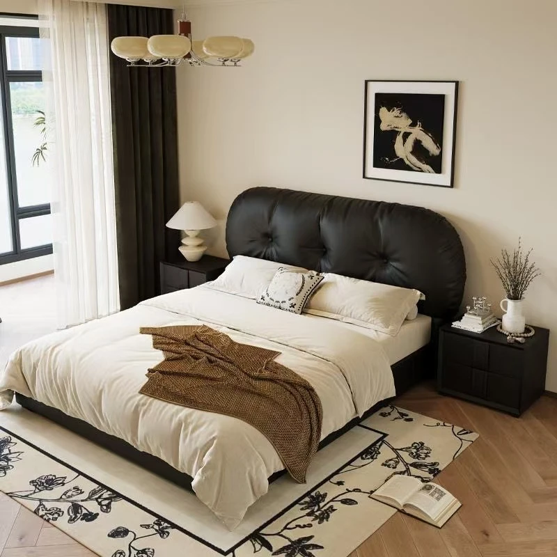 法式复古风吐司床简约主卧齐边小户型双人床现代储物皮床
