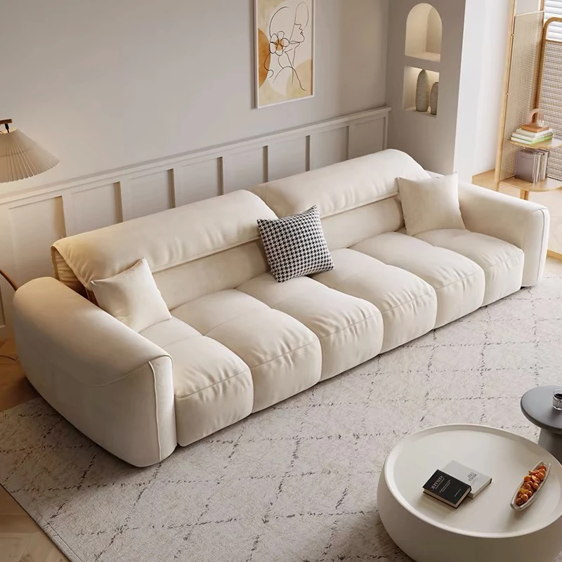 奶油风云朵沙发现代简约小户型客厅家用直排大象耳朵沙发肤感绒