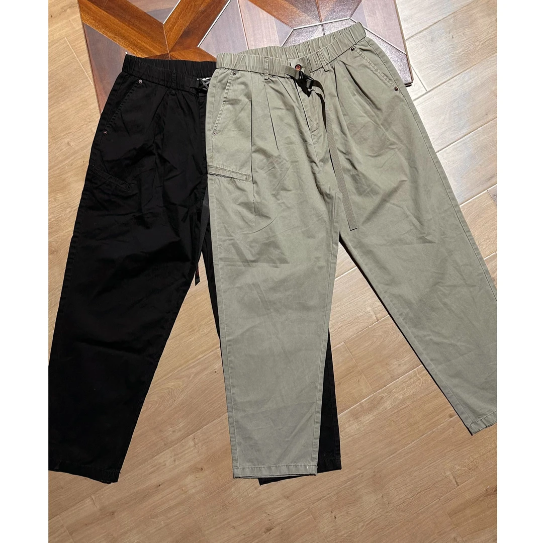 日系直筒时尚黑色日系复古宽松设计感百搭松紧腰休闲裤