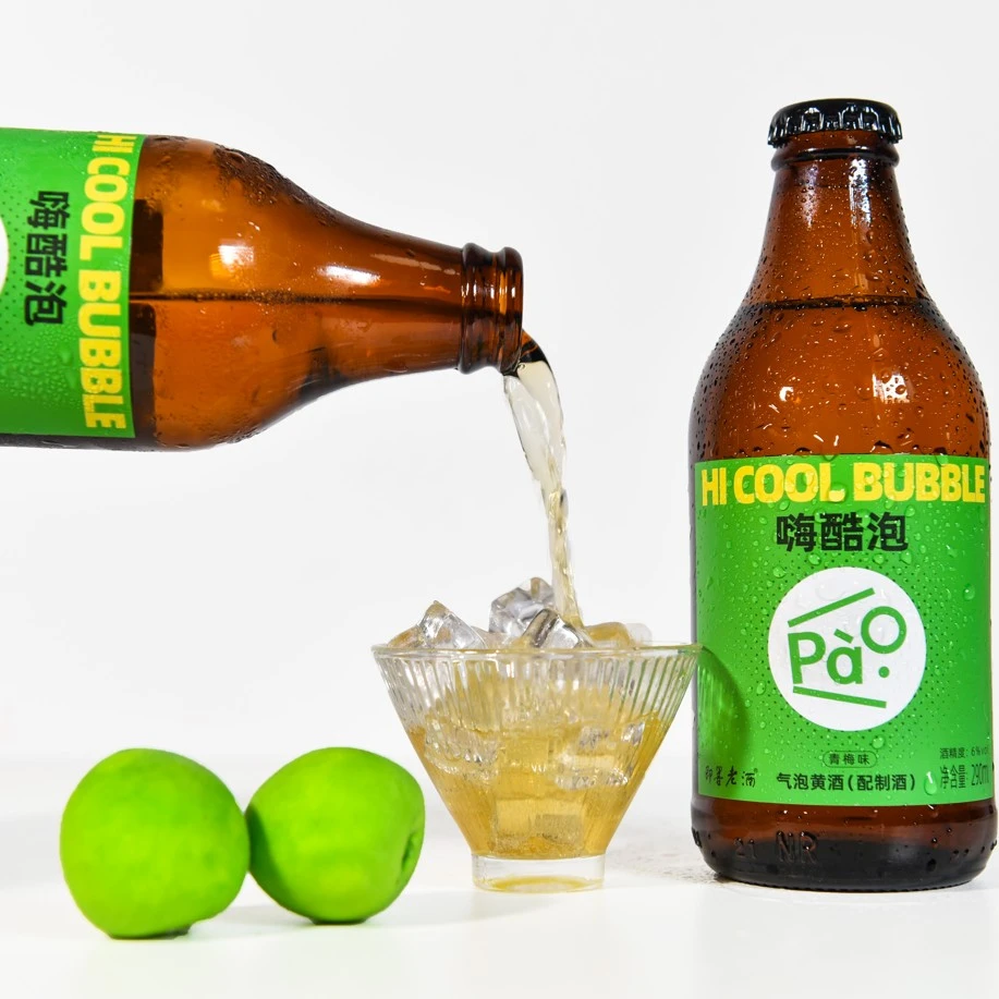 即墨老酒嗨酷泡气泡黄酒青梅味290ml*12瓶/箱