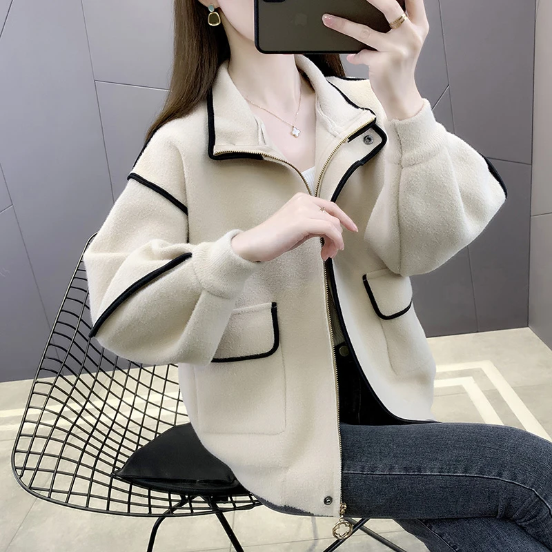女士短款毛呢外套女春秋冬小个子新款宽松休闲立领夹克衫棒球上衣