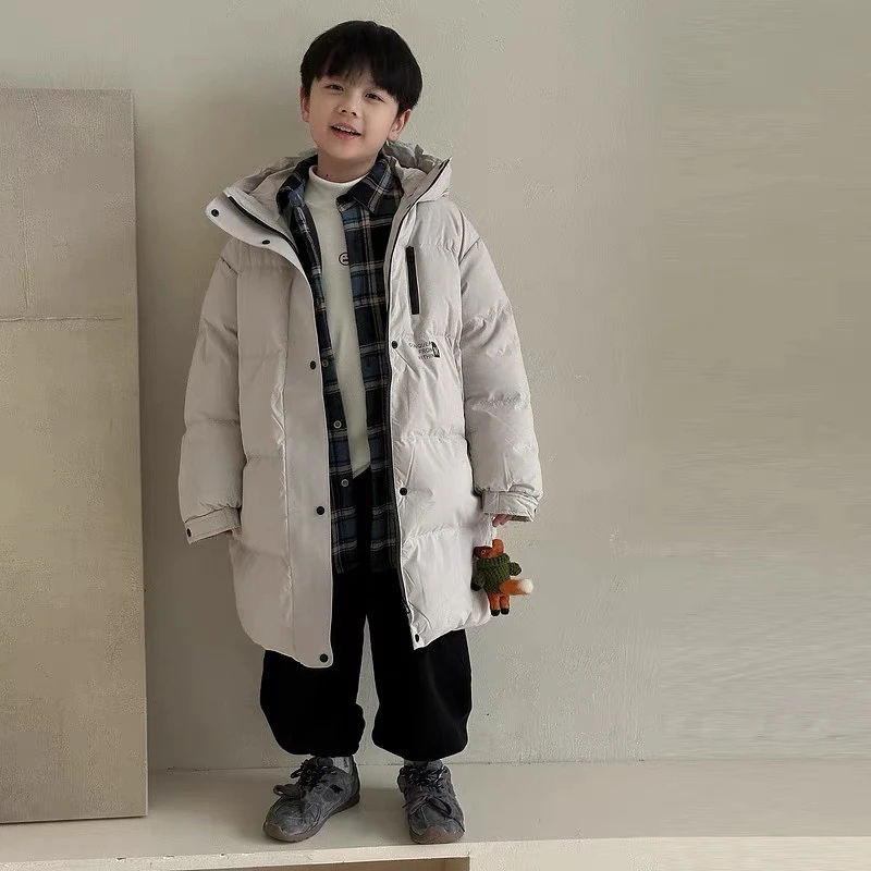 24年新款90白鸭绒黑金男女同款三防加厚童装羽绒服KX-7586