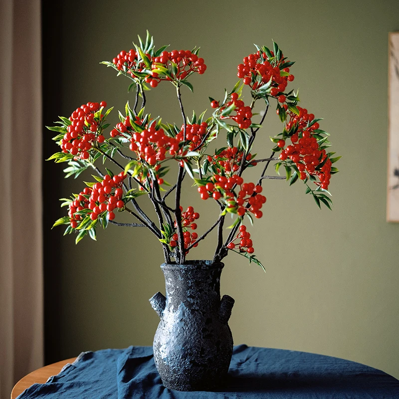 清欢满堂【北美冬青】红果相思豆仿真花富贵果红色浆果新年装饰