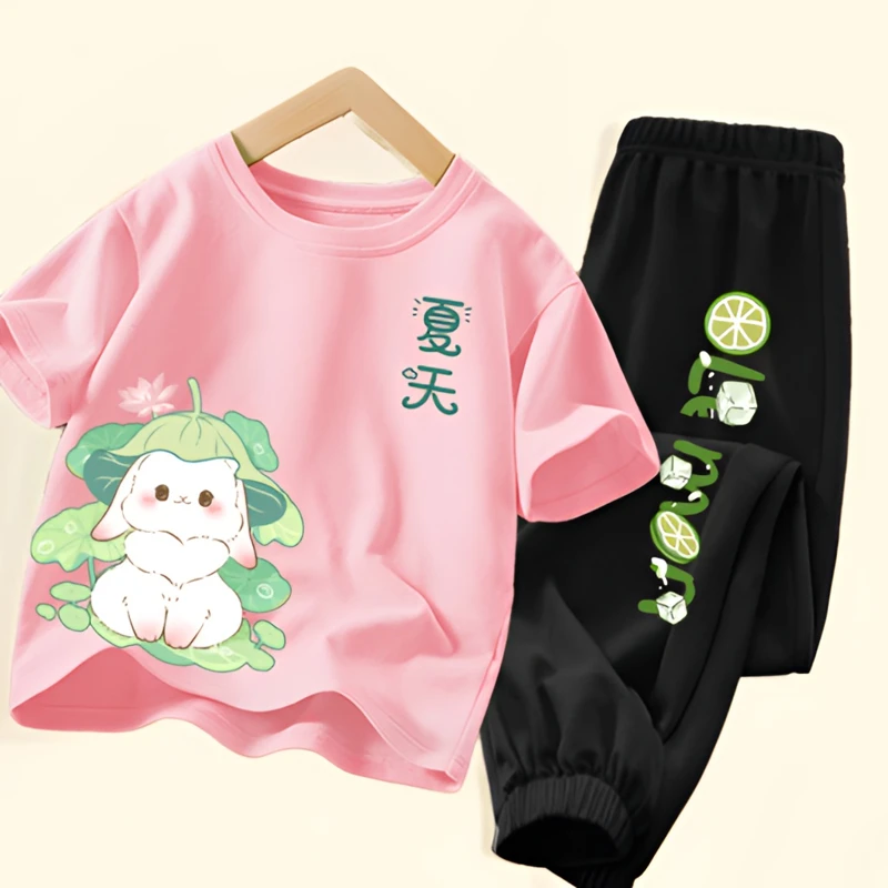 儿童夏装女童休闲夏季清凉套装薄款短袖新款洋气中大童童装防蚊裤