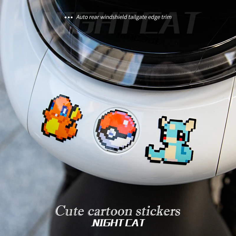 九号电动车贴纸皮卡丘精灵球杰尼龟装饰贴车贴像素卡通可爱贴纸