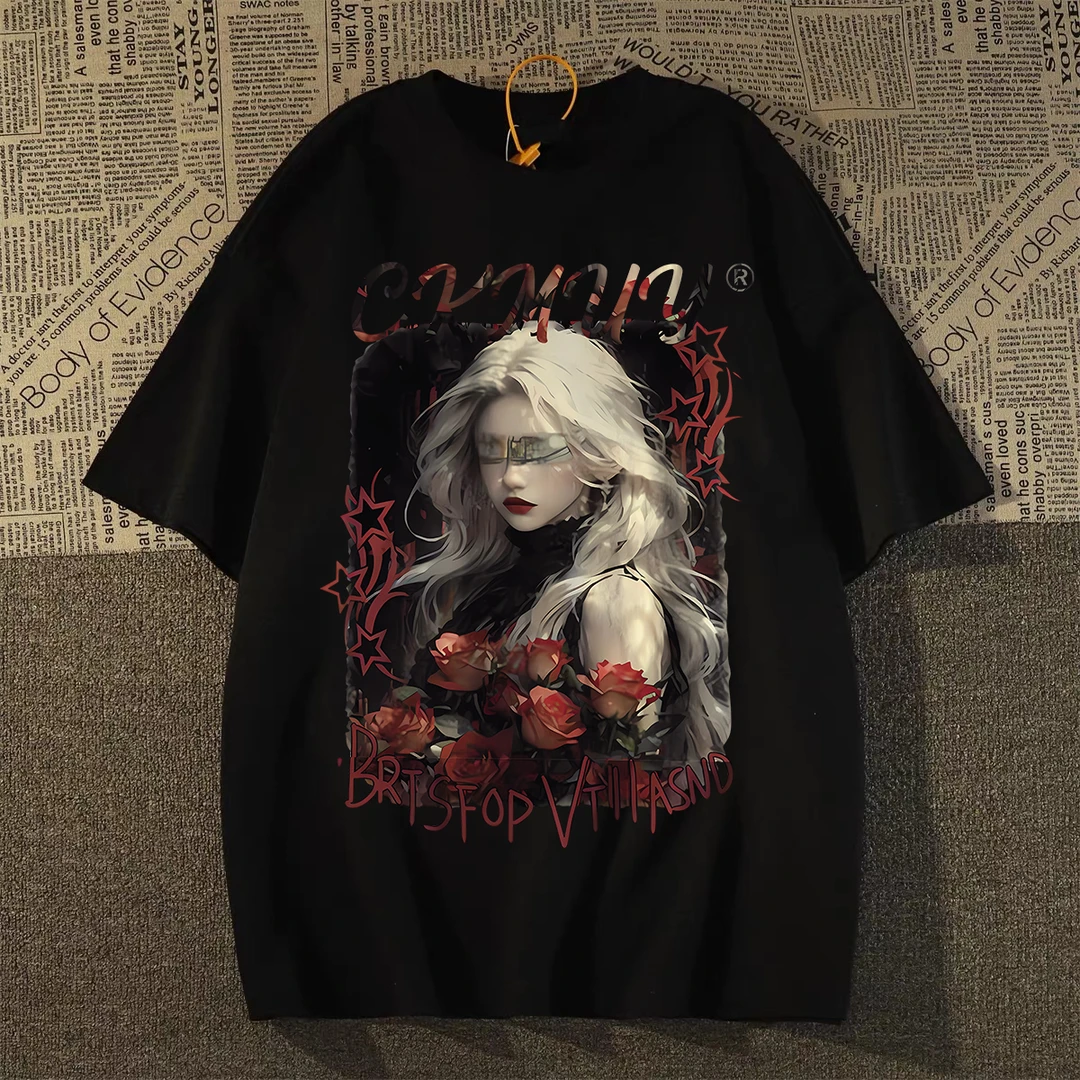 100%纯棉重磅男士短袖t恤美式潮流帅气男女同款宽松百搭夏季半袖W