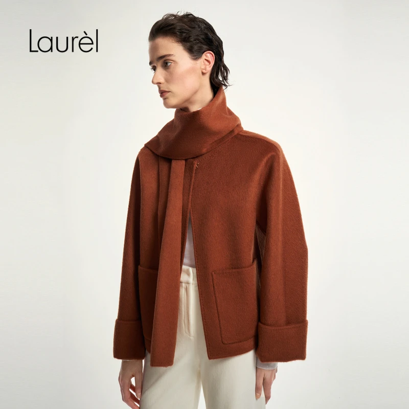 Laurel早秋新款宽松绵羊毛围巾大衣女LWD353D01700