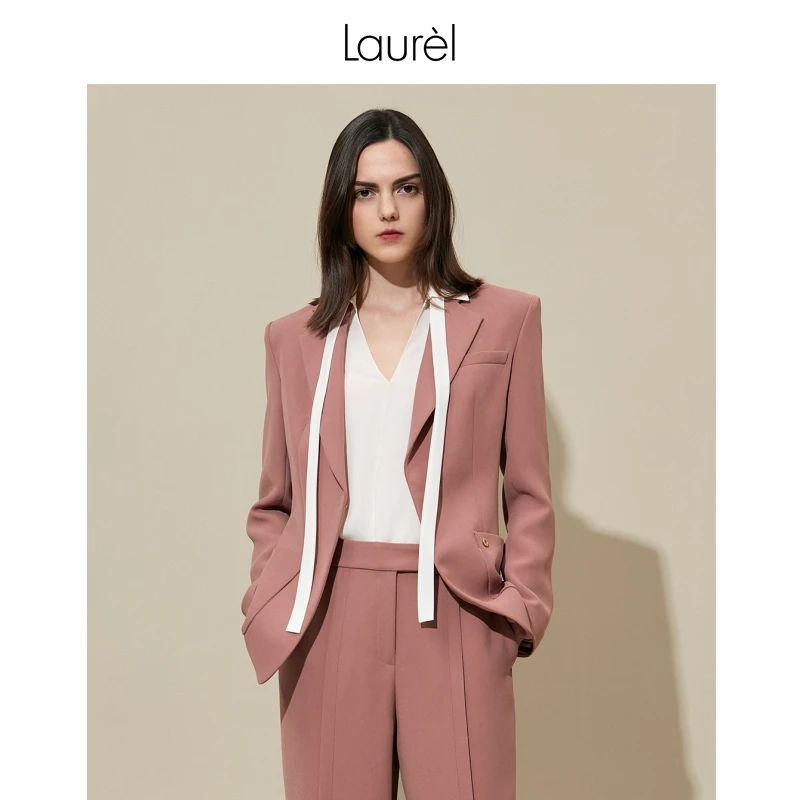 Laurel秋冬时尚修身纯色通勤进口三醋酯西装外套女LWL323T02700