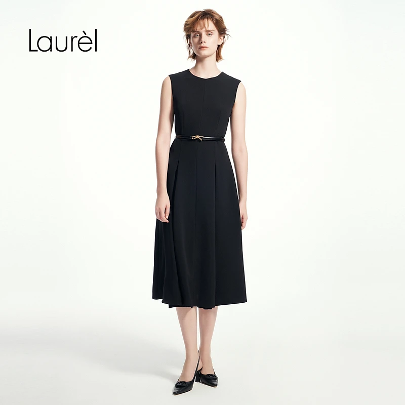 Laurel劳芮25春新款赫本风高智极简小黑裙女LWD361Y04800
