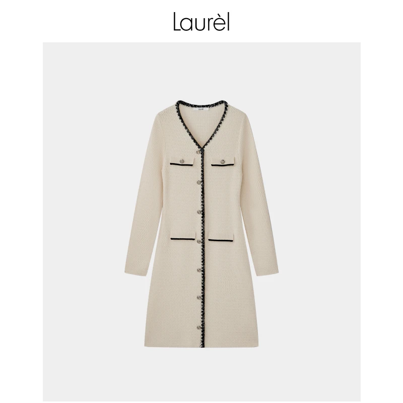 Laurel秋冬新款百搭气质优雅女士绵羊毛收腰连衣裙LWD343M00300