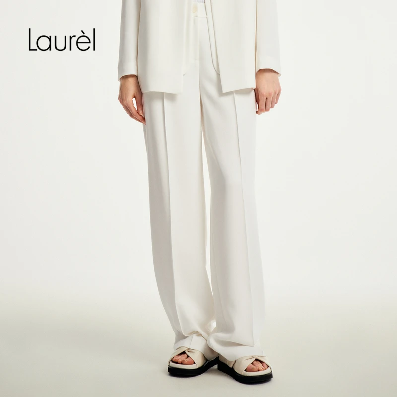 【三醋酸】Laurel夏季新款白色醋酸垂感直筒长裤女LWD353K00500