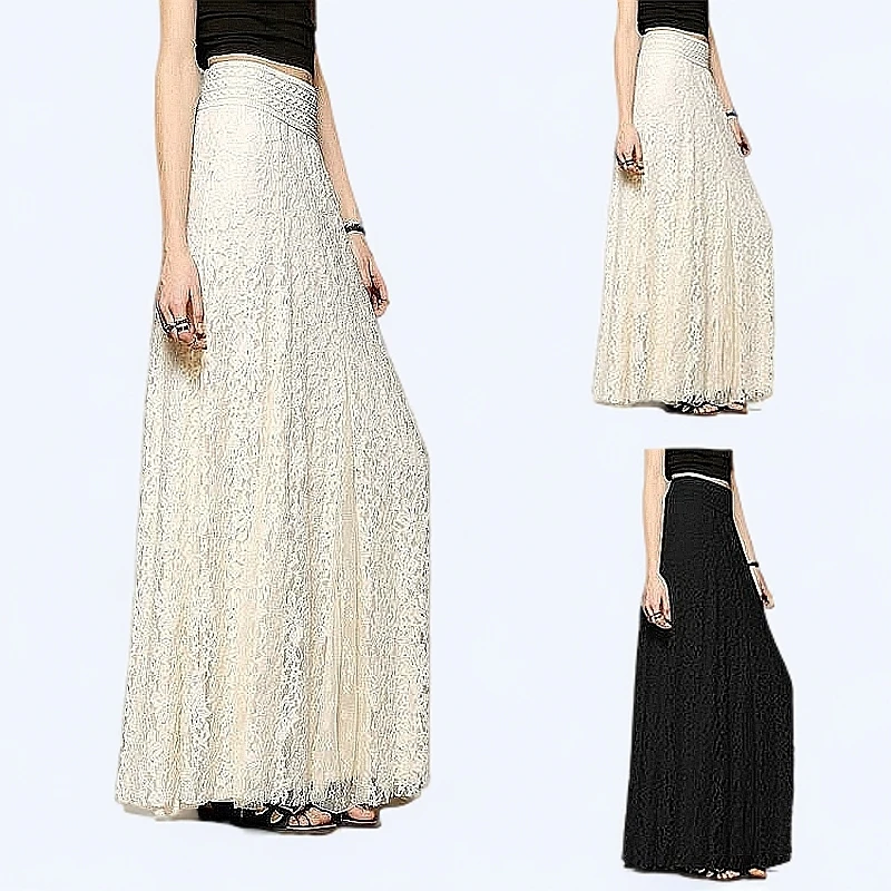 GPTSu勾花蕾丝半身裙女秋季款镂空修身显瘦松紧腰脚裹拖地长裙子